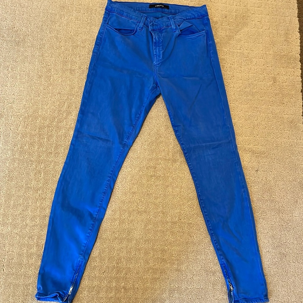 J Brand Cropped Mid Rise Electric Blue Jean